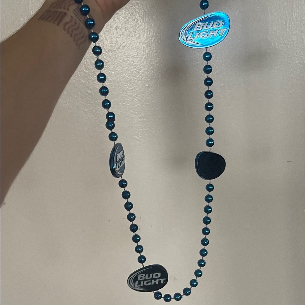 Bud Light Blue Beaded Necklace